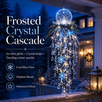 Crystal-Cascade-Weihnachtsbeleuchtung – Hanging LED snowflake with crystal effect for the veranda ✨❄️