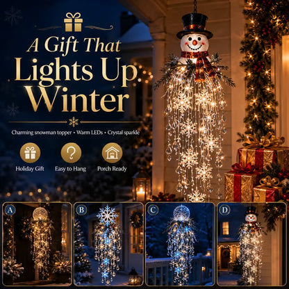 Crystal-Cascade-Weihnachtsbeleuchtung – Hanging LED snowflake with crystal effect for the veranda ✨❄️