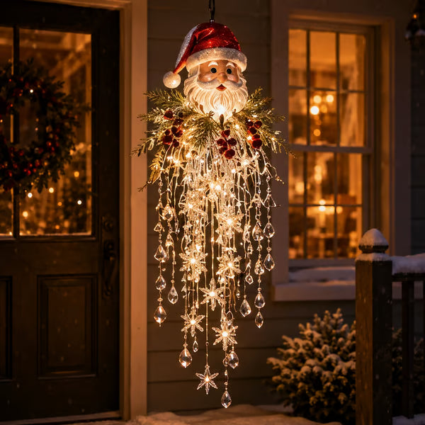 Crystal-Cascade-Weihnachtsbeleuchtung – Hanging LED snowflake with crystal effect for the veranda ✨❄️