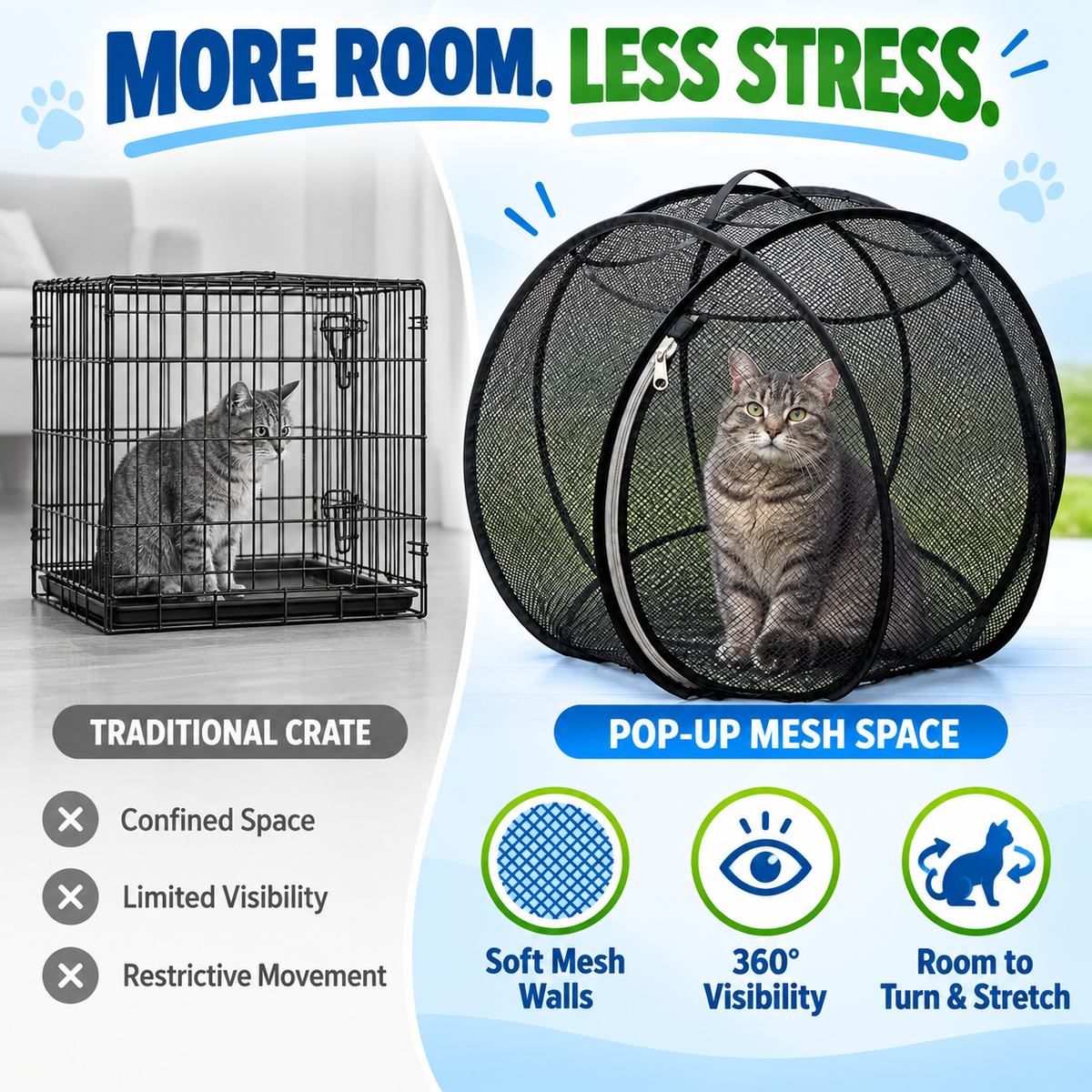 🐱🌿Portable Pop-Up Cat Playpen with Breathable Mesh and Foldable Design