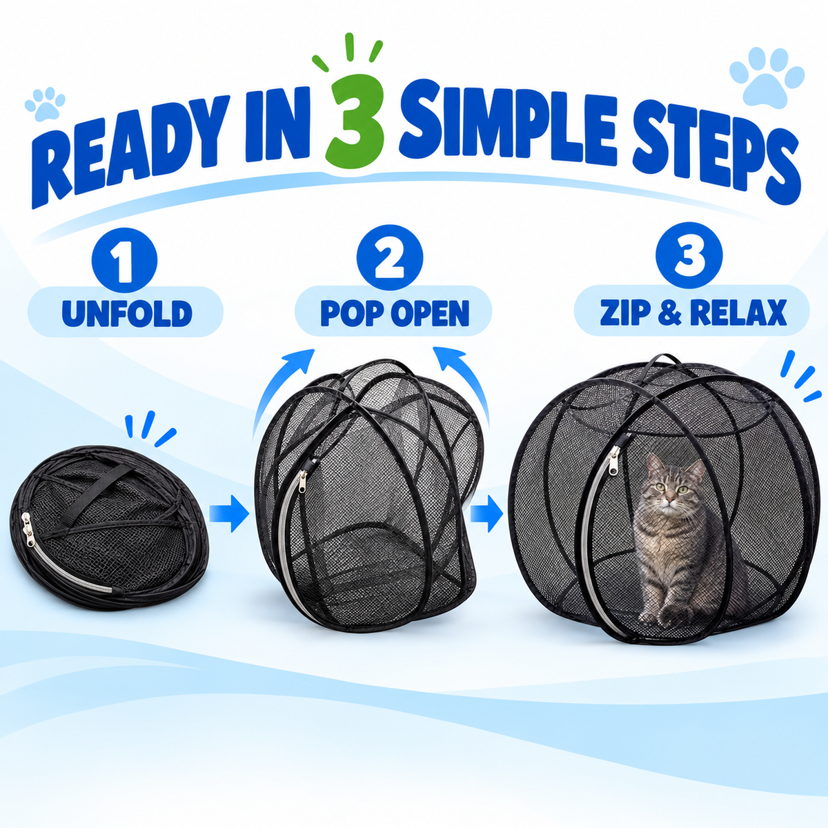 🐱🌿Portable Pop-Up Cat Playpen with Breathable Mesh and Foldable Design